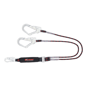 Elite Sharp Edge Kernmantle Rope Energy Absorbing Twin Lanyard c/w Steel Snap & Scaffold Hooks