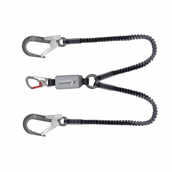 Epic Shock Absorbing Elasticated Double Leg Lanyard with Aluminum Snap Hooks & Scaffold Hooks