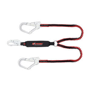 Elite Shock Absorbing Elasticated Webbing Twin Leg Lanyard with Snap & Scaffold Hooks