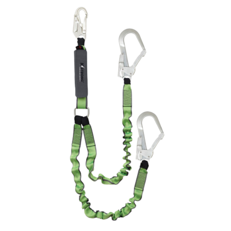 Elite Shock Absorbing Elasticated Webbing Twin Leg Lanyard with Snap ...