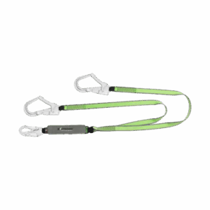 Elite Shock Absorbing Double Leg Lanyard Webbing with Steel Scaffold and Steel Snap Hooks