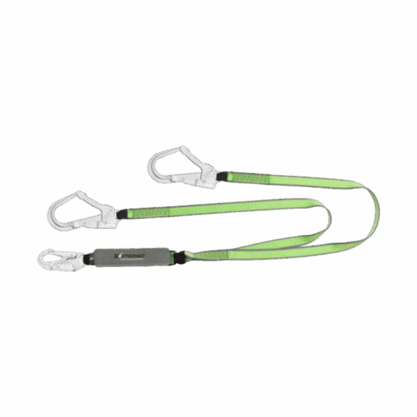 Elite Shock Absorbing Double Leg Lanyard Webbing with Steel Scaffold and Steel Snap Hooks
