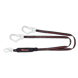Elite Shock Absorbing Double Leg Lanyard Webbing with Steel Scaffold and Steel Snap Hooks