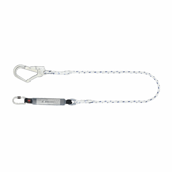 Essential Shock Absorbing Lanyard with Steel Scaffold Hook and Karabiner