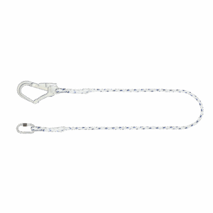 Essential Restraint Lanyard Twisted Rope with Steel Scaffold Hook and Karabiner
