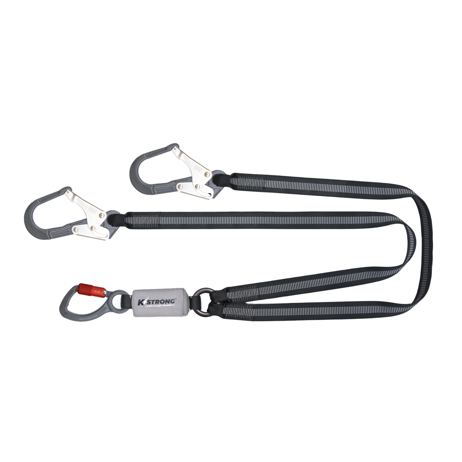 Epic Shock Absorbing Webbing Twin Lanyard with Aluminum Snap Hook & Scaffold Hooks