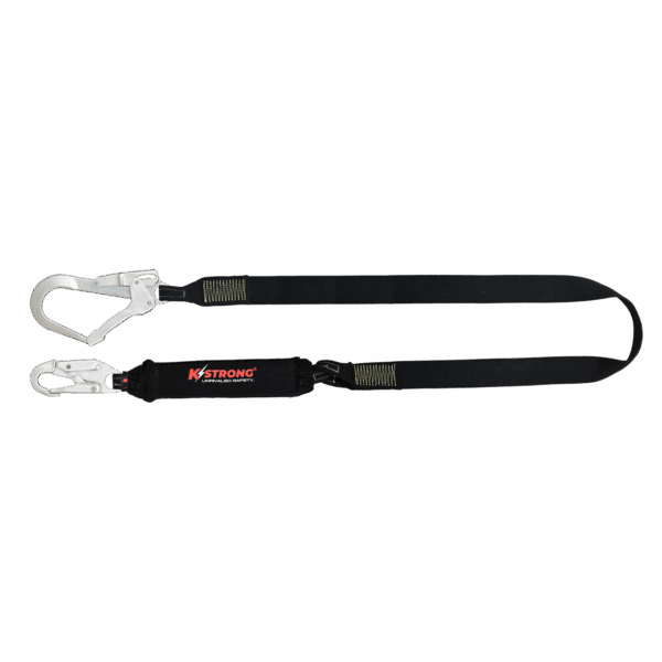 HeatX Energy Absorbing 44mm Webbing Lanyard c/w Snap Hook & Scaffold Hook