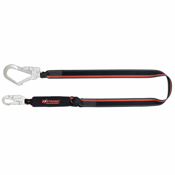 ExtremeX Energy Absorbing 44mm Webbing Lanyard c/w Snap Hook & Scaffold Hook