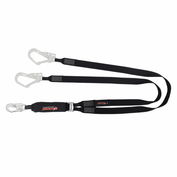 HeatX Energy Absorbing 44mm Webbing Lanyard c/w Snap Hook & Scaffold Hooks