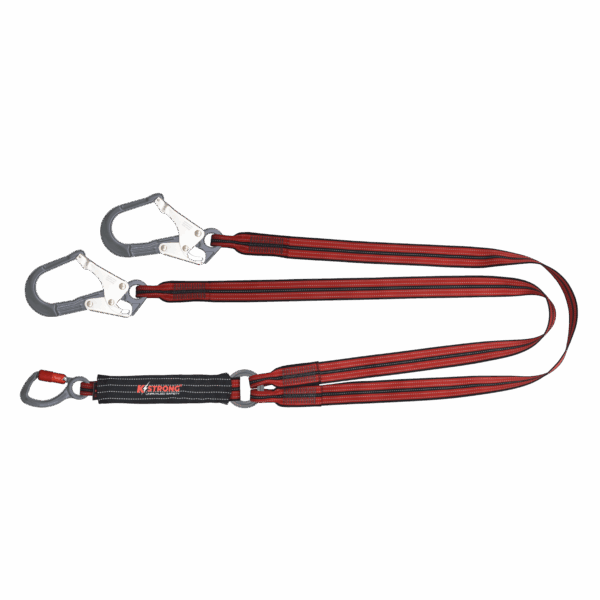AteX Energy Absorbing 44mm Webbing Lanyard c/w Snap Hook & Scaffold Hooks