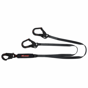 ElectX Energy Absorbing 44mm Webbing Twin Lanyard c/w Snap Hook & Scaffold Hooks