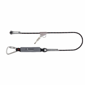 Ecor Shock Absorbing Adjustable Sharp Edge Kernmantle Rope Lanyard c/w Aluminum Rope grab & Karabiner and termination sleeve