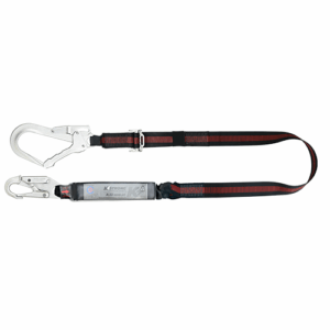 Ecor Shock Absorbing 44mm Adjustable Webbing Lanyard c/w Snap Hook & Scaffold Hook