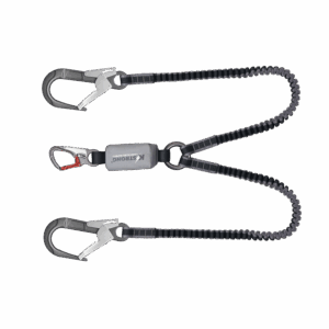 Epic Shock Absorbing Elasticated Twin Lanyard with Aluminum Snap Hook & Scaffold Hooks