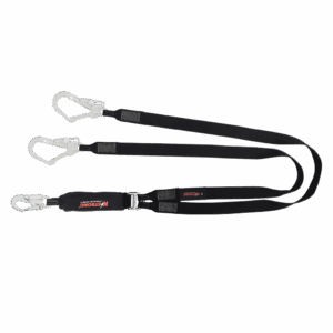 HeatX Energy Absorbing 44mm Webbing Twin Lanyard c/w Snap Hook & Scaffold Hooks