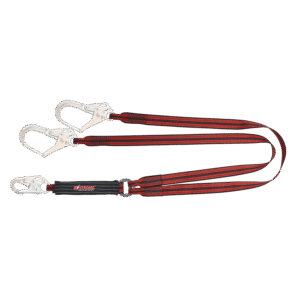 AteX Energy Absorbing 44mm Webbing Twin Lanyard c/w Snap Hook & Scaffold Hooks
