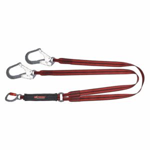 AteX Energy Absorbing 44mm Webbing Twin Lanyard c/w Snap Hook & Scaffold Hooks