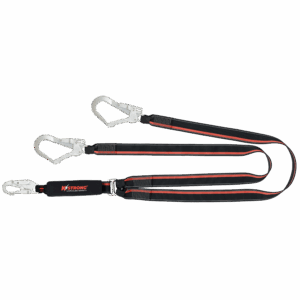 ExtremeX Energy Absorbing 44mm Webbing Twin Lanyard c/w Snap Hook & Scaffold Hooks