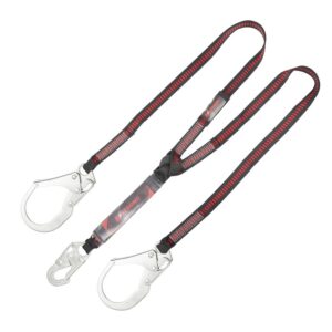 KStrong® 6 ft. Twin leg 100% tie-off Clear Pack Design Shock Absorbing Lanyard with (1) Snap Hook and (2) Rebar Hooks (ANSI)