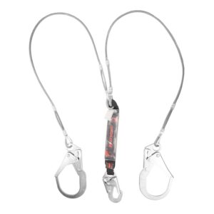 KStrong® 6 ft. Leading Edge (LE) Rated Twin Leg 100% Tie-off Clear Pack Design Shock Absorbing Coated Wire Lanyard with (1) Snap Hook and (2) Rebar Hooks (ANSI)