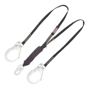 KStrong® 6 ft. Twin Leg 100% Tie-off Arc Flash Rated Shock Absorbing Lanyard with (1) Snap Hook and (2) Rebar Hooks (ANSI)