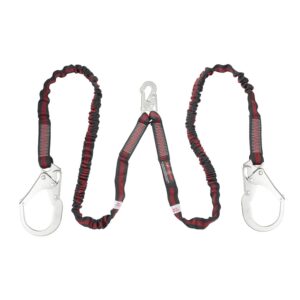 KStrong® 6 ft. Twin leg 100% Tie-Off Internal Design Shock Absorbing Lanyard with (1) Snap Hook and (2) Rebar Hooks (ANSI)