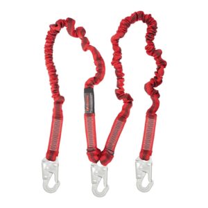 KStrong® 4.5 - 6 ft. Twin leg 100% Tie-Off Elasticated Design Shock Absorbing Lanyard with Snap Hooks (ANSI)