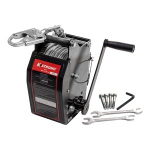 KStrong® 100 ft. Galvanized Wire Cable Personnel / Material Rated Bi-directional Winch with Brake Feature and Mounting Bracket for Confined Spaces (ANSI)