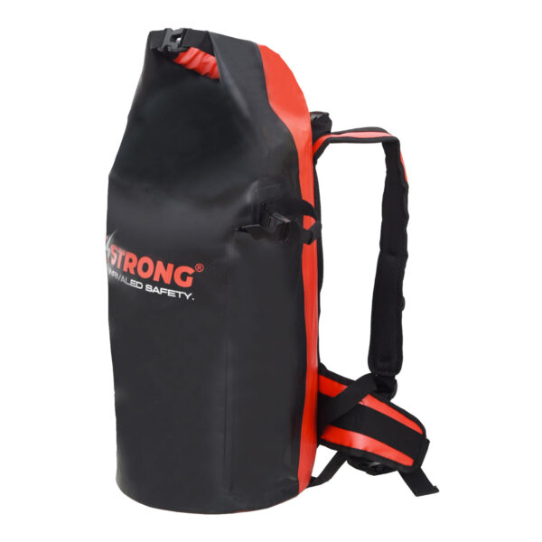 KStrong® Dry Backpack with Webbing Side and Rope Pocket and an In-Structure Pockets (27”x10”x10”), Red Bottom with Black Top