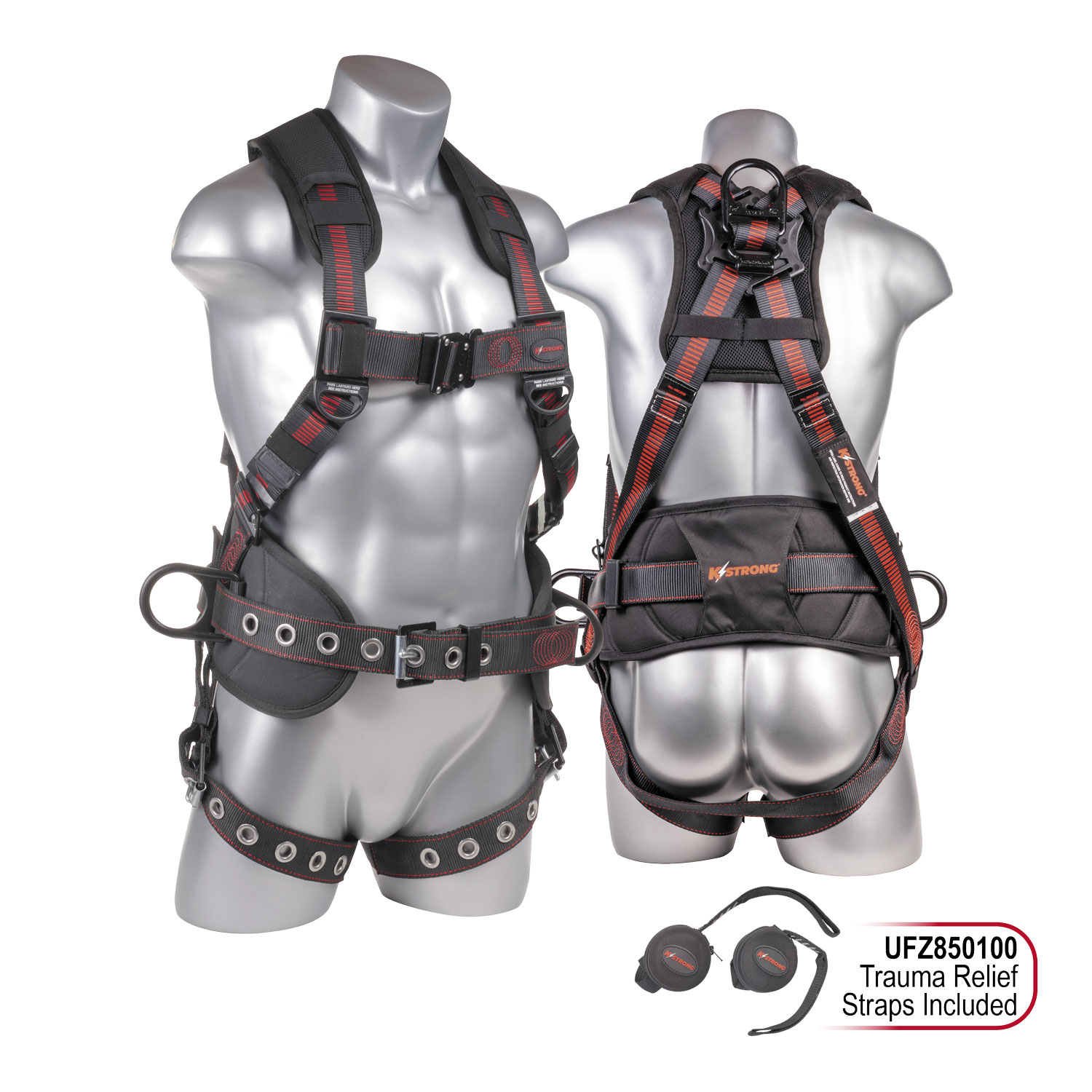 KStrong® Kapture™ Epic+ 5-Point Full Body Harness, Waist Pad w/ Removable  Tool Belt, Back/Shoulder Pad, Enhanced Dorsal D-ring, 2 Side D-rings, QC  Chest, TB Legs - (ANSI) - KStrong