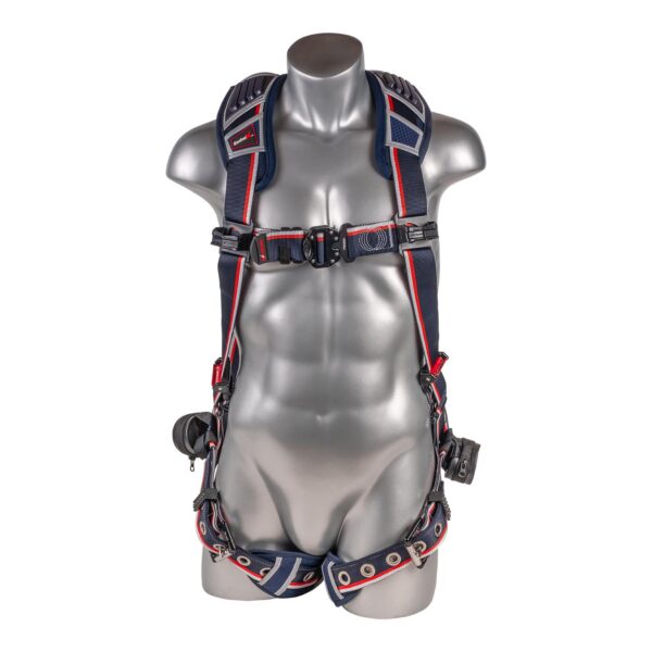KStrong® EndurX™ 5-Point Full Body Harness, Abrasion Resistant Shoulder Pad, Deluxe Leg Pads, Enhanced Dorsal D-ring Plus™, Quick Slide Adjusters, Trauma Relief Straps, QC Chest, TB Legs (SS), All Aluminum Hardware (ANSI)