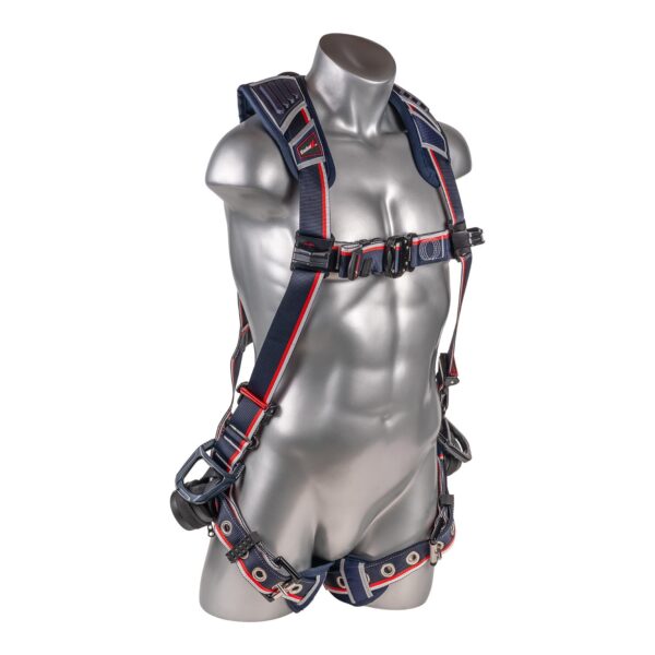 KStrong® EndurX™ 5-Point Full Body Harness, Abrasion Resistant Shoulder Pad, Deluxe Leg Pads, Enhanced Dorsal D-ring Plus™, Side D-rings, Quick Slide Adjusters, Trauma Relief Straps, QC Chest, TB Legs (SS), All Aluminum Hardware (ANSI) - Image 4