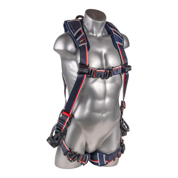 KStrong® EndurX™ 5-Point Full Body Harness, Abrasion Resistant Shoulder Pad, Deluxe Leg Pads, Enhanced Dorsal D-ring Plus™, Side D-rings, Quick Slide Adjusters, Trauma Relief Straps, QC Chest/Legs, All Aluminum Hardware (ANSI) - Image 4