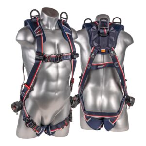 KStrong® EndurX™ 5-Point Full Body Harness, Premium Shoulder Pad, Deluxe Leg Pads, Enhanced Dorsal D-ring Plus™, Shoulder D-rings, Quick Slide Adjusters, Trauma Relief Straps, QC Chest/Legs, All Aluminum Hardware (ANSI)