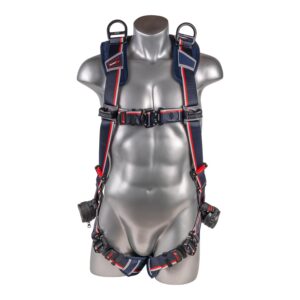 KStrong® EndurX™ 5-Point Full Body Harness, Premium Shoulder Pad, Deluxe Leg Pads, Enhanced Dorsal D-ring Plus™, Shoulder D-rings, Quick Slide Adjusters, Trauma Relief Straps, QC Chest/Legs, All Aluminum Hardware (ANSI)
