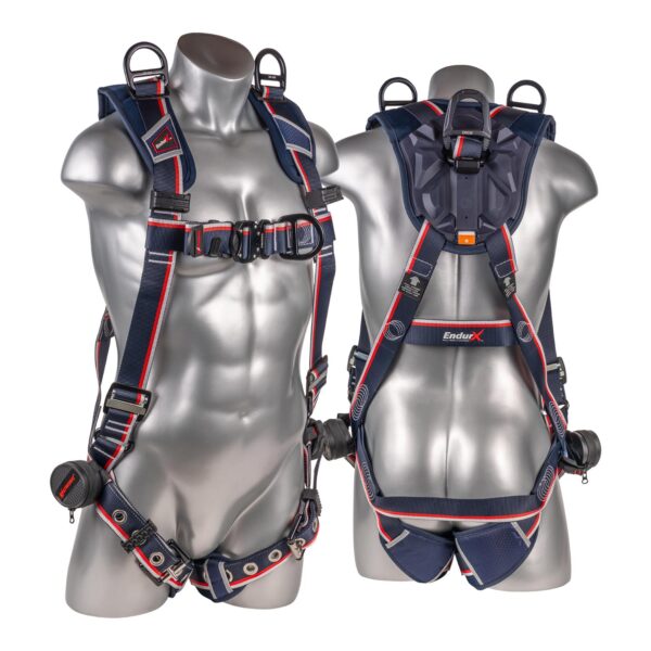 KStrong® EndurX™ 5-Point Full Body Harness, Premium Shoulder Pad, Deluxe Leg Pads, Enhanced Dorsal D-ring Plus™, Front D-ring, Shoulder D-rings, Premium Adjusters, Trauma Relief Straps, QC Chest, TB Legs (SS), All Aluminum Hardware (ANSI)