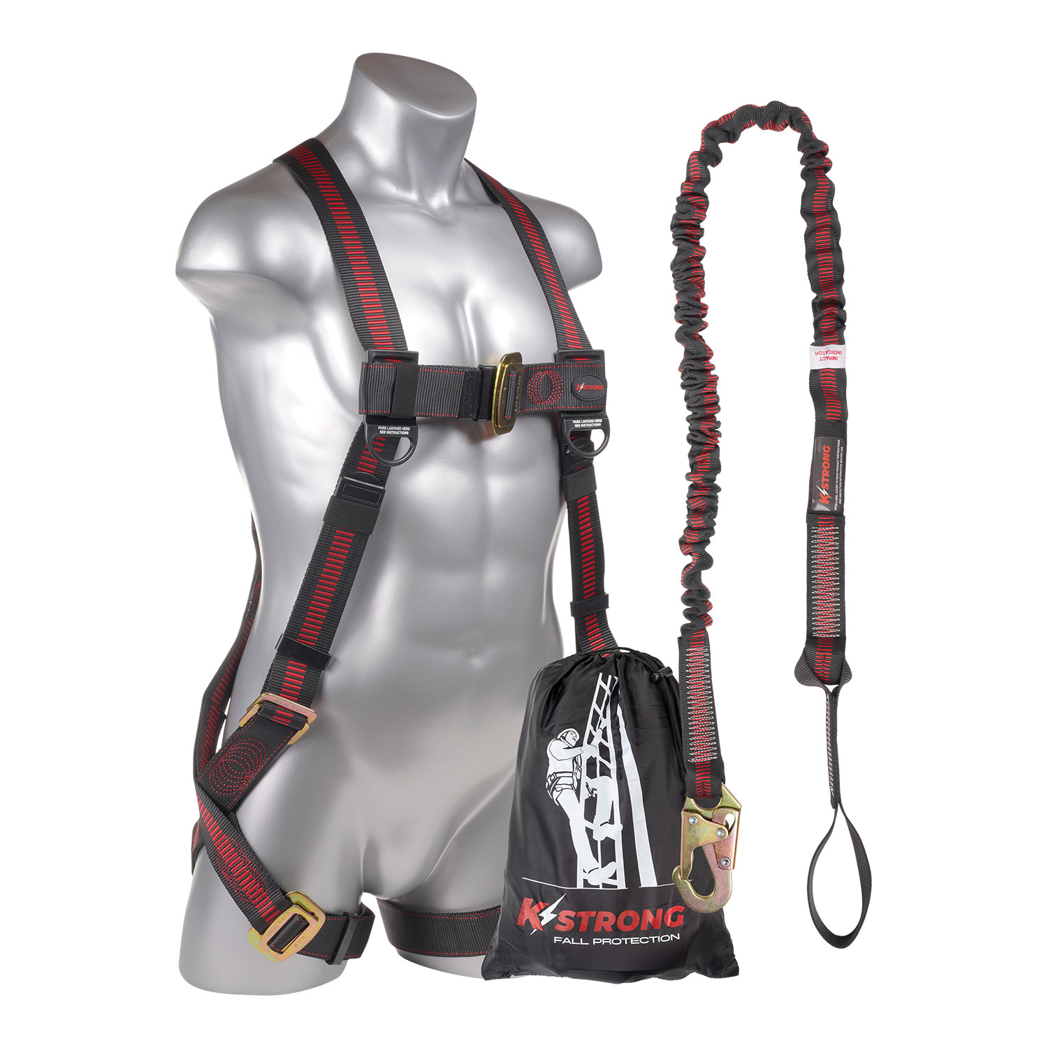 Fall Protection Safety Harness with Dorsal D Ring Roofing Kit Lanyard and  Tool