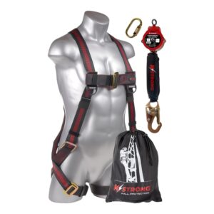 KStrong® Combo Kit with Elite™ 5-Point Full Body Harness, Dorsal D-ring, MB Legs - L-XL and a Micron™ 6 ft. SRL with Snap Hook. Includes Storage Bag. (ANSI)