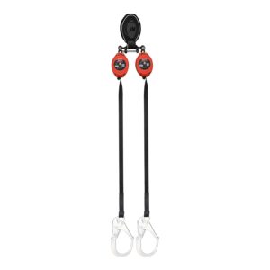 KStrong® BRUTE™ Backer™ LE V2 Class 2 - 8.5 ft. Dual Web SRL-P with Steel Rebar Hooks at Anchorage End, Other End Dorsal Connector Shock Pack Assembly (ANSI)