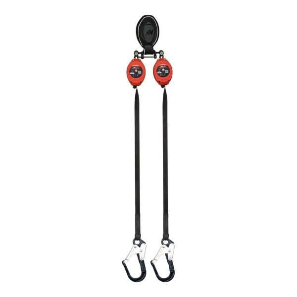 KStrong® BRUTE™ Backer™ LE V2 Class 2 - 8.5 ft. Dual Web SRL-P with Aluminum Rebar Hooks at Anchorage End, Other End Dorsal Connector Shock Pack Assembly (ANSI)