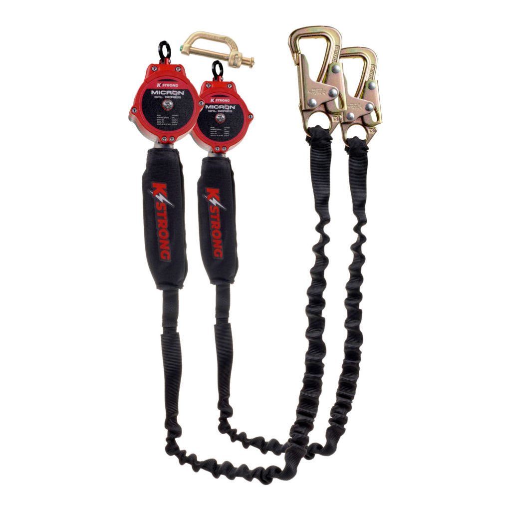 KStrong® Dual 9 ft. Micron™ SRL Assembly with Tie-Back Hooks (ANSI) -  Harness Connector Included - KStrong