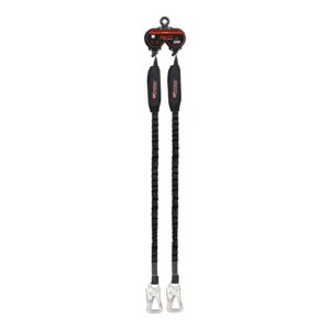 KStrong® BRUTE™ Dual 9 ft. Web (6 ft. Internal, 3 ft. External) Aluminum SRL with Tie-Back Hooks, Hi-Abrasion Resistant Webbing, and Black ED Casing (ANSI) - Aluminum Harness Connector Included.