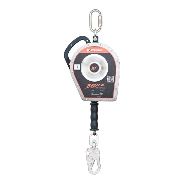 KStrong® BRUTE™ Sealed 50 ft. SRL with stainless steel cable and stainless steel swivel snap hook. Includes stainless steel installation carabiner and tagline (ANSI).